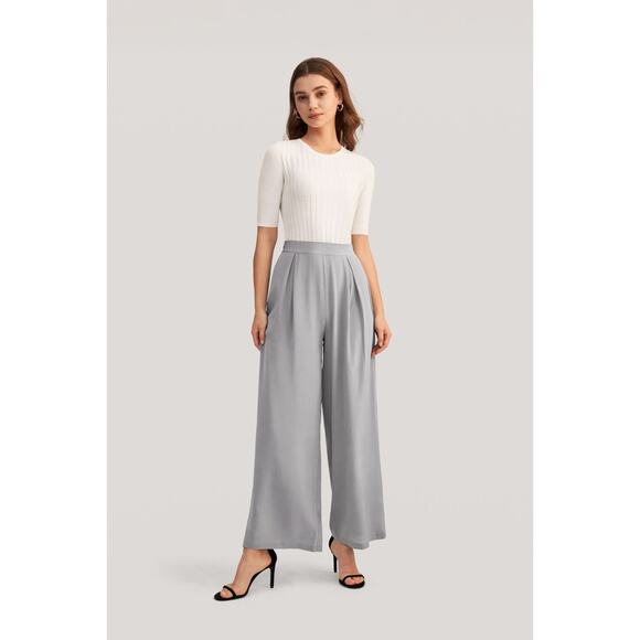 LilySilk Smooth Silk Wide Leg Cropped Pants - 2-4 - Picture 7 of 7